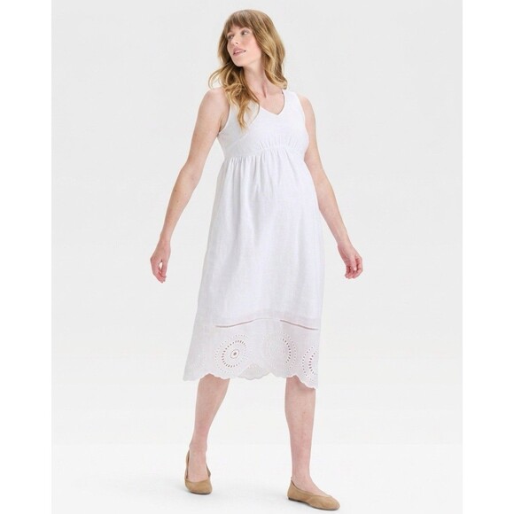 Isabel Maternity by Ingrid & Isabel Dresses & Skirts - NWT Ingrid & Isabel Maternity Cotton Eyelet Midi Dress White - Size XS, Medium